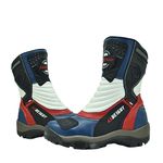 Bota Masculina Motociclista Azul Vermelho Couro DIfranca - 952