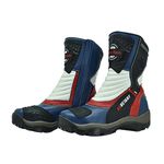 Bota Masculina Motociclista Azul Vermelho Couro DIfranca - 952