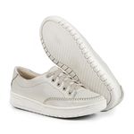 Tênis Feminino Casual Bege em Couro DIfranca - 104