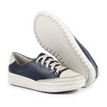 Tênis Feminino Casual Azul Marinho em Couro DIfranca - 104