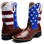 Bota Country Texana Masculina Couro Legítimo Bandeira Usa Fakcini - 2504 - Whisky