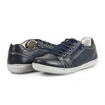 Sapatênis Tênis Couro Fecho Elástico Linha Conforto Damasco Reverso - 4000 - Azul