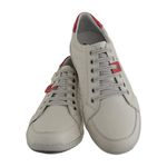 Sapatênis De Couro Super Macio Linha Conforto Azimute - 5005 - Gelo/vermelho