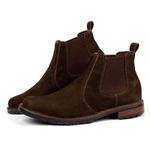 Bota Chelsea Elástico Bico Redondo Couro Legítimo Graxo Worldstock - 001 - Café