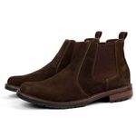 Bota Chelsea Elástico Bico Redondo Couro Legítimo Graxo Worldstock - 001 - Café
