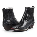 Bota Country Masculina Bico Fino Couro Jacaré Fakcini - 3000 - Preto