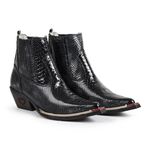 Bota Country Masculina Bico Fino Couro Jacaré Fakcini - 3000 - Preto