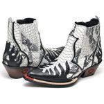 Bota Country Masculina Bico Fino Western Couro Legitimo Detalhe Cobra Fakcini - 3011 - Gelo