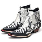 Bota Country Masculina Bico Fino Western Couro Legitimo Detalhe Cobra Fakcini - 3011 - Gelo