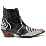 Bota Country Masculina Bico Fino Western Couro Legitimo Detalhe Cobra Fakcini - 3011 - Preto