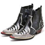 Bota Country Masculina Bico Fino Western Couro Legitimo Detalhe Cobra Fakcini - 3011 - Preto