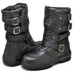 Bota Motociclista Com Protetor Couro Legítimo Fivelas Racing Fakcini - 13005 - Preto