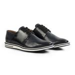 Sapato Casual Masculino Derby Couro Mestiço Reverso - 1100 - Blue