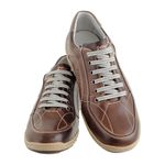 Sapatênis De Couro Super Macio Linha Conforto Azimute - 5001 - Café/jatobá