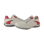 Sapatênis De Couro Super Macio Linha Conforto Azimute - 5001 - Gelo/vermelho