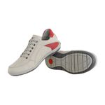 Sapatênis De Couro Super Macio Linha Conforto Azimute - 5001 - Gelo/vermelho