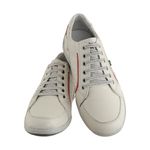 Sapatênis De Couro Super Macio Linha Conforto Azimute - 5004 - Gelo/vermelho