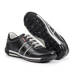 Sapatênis Tênis Couro Natural Linha Conforto Perfurado Rally Reverso - 3004 - Preto