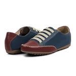 Sapatênis Tênis Mocassim Feminino Couro Flay Izabela Araújo - 101 - Azul Vermelho