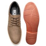 Sapato Casual Masculino Couro Legítimo Nobuck Sticks Reta Oposta - 033 - Bege