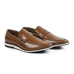 Sapato Casual Masculino Loafer Couro Legítimo Italy Reverso - 1104 - Caramelo