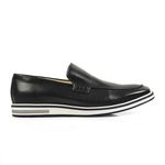 Sapato Casual Masculino Loafer Couro Legítimo Stone Slim Reverso - 1131 - Preto