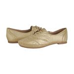 Sapato Feminino Oxford Couro Legitimo Linha Conforto L.a. - 15360 - Dourado