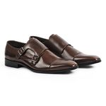 Sapato Social Masculino Fivela Dupla Monk Strap Venice Paulo Vieira - 041- Tabaco