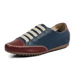 Sapatênis Tênis Mocassim Feminino Couro Flay Izabela Araújo - 101 - Azul Vermelho