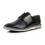 Sapato Casual Masculino Derby Couro Mestiço Reverso - 1100 - Blue