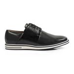 Sapato Casual Masculino Derby Couro Mestiço Reverso - 1100 - Preto