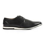 Sapato Casual Masculino Derby Couro Legítimo Perfurado England Reverso - 1105 - Preto