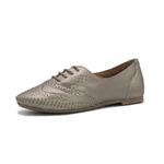 Sapato Feminino Oxford Couro Legitimo Linha Conforto L.a. - 15360 - Prata Velho