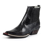 Bota Country Masculina Bico Fino Couro Jacaré Fakcini - 3000 - Preto