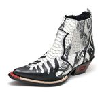 Bota Country Masculina Bico Fino Western Couro Legitimo Detalhe Cobra Fakcini - 3011 - Gelo