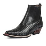 Bota Country Masculina Bico Fino Western Couro Legitimo Detalhe Laser Fakcini - 3012 - Preto