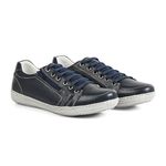 Sapatênis Tênis Couro Fecho Elástico Linha Conforto Damasco Reverso - 4000 - Azul