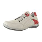 Sapatênis De Couro Super Macio Linha Conforto Azimute - 5001 - Gelo/vermelho