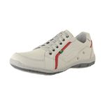 Sapatênis De Couro Super Macio Linha Conforto Azimute - 5004 - Gelo/vermelho
