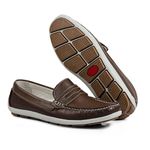 Mocassim Masculino Couro Legítimo Floater Linha New Valor D janú - 600 - Pinhão