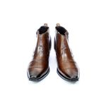 Bota Country Masculina Texas Couro Legítimo Salto Carrapeta Reta Oposta - 608 - Café