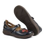 Sapato Feminino Couro Legítimo Linha Boneca Joaninha Retrô Vintage Serella - 7079 - Marinho
