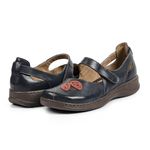 Sapato Feminino Couro Legítimo Linha Boneca Joaninha Retrô Vintage Serella - 7079 - Marinho
