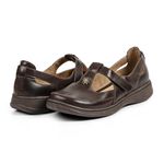 Sapato Feminino Couro Legítimo Linha Boneca Flower Retrô Vintage Serella - 7081 - Café