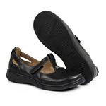 Sapato Feminino Couro Legítimo Linha Boneca Flower Retrô Vintage Serella - 7081 - Preto