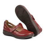 Sapato Feminino Couro Legítimo Linha Boneca Flower Retrô Vintage Serella - 7081 - Vermelho