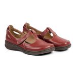 Sapato Feminino Couro Legítimo Linha Boneca Flower Retrô Vintage Serella - 7081 - Vermelho
