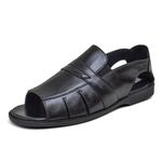 Sandália Masculina Couro Legitimo Linha Extremo Conforto Granado - 888 - Preto