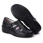 Sapato Feminino Couro Legítimo Linha Extremo Conforto Retrô Ranster - F230 - Preto