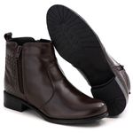 Bota Cano Baixo Feminina Casual Tramado Fecho 2 Zíper Ranster - F252 - Café